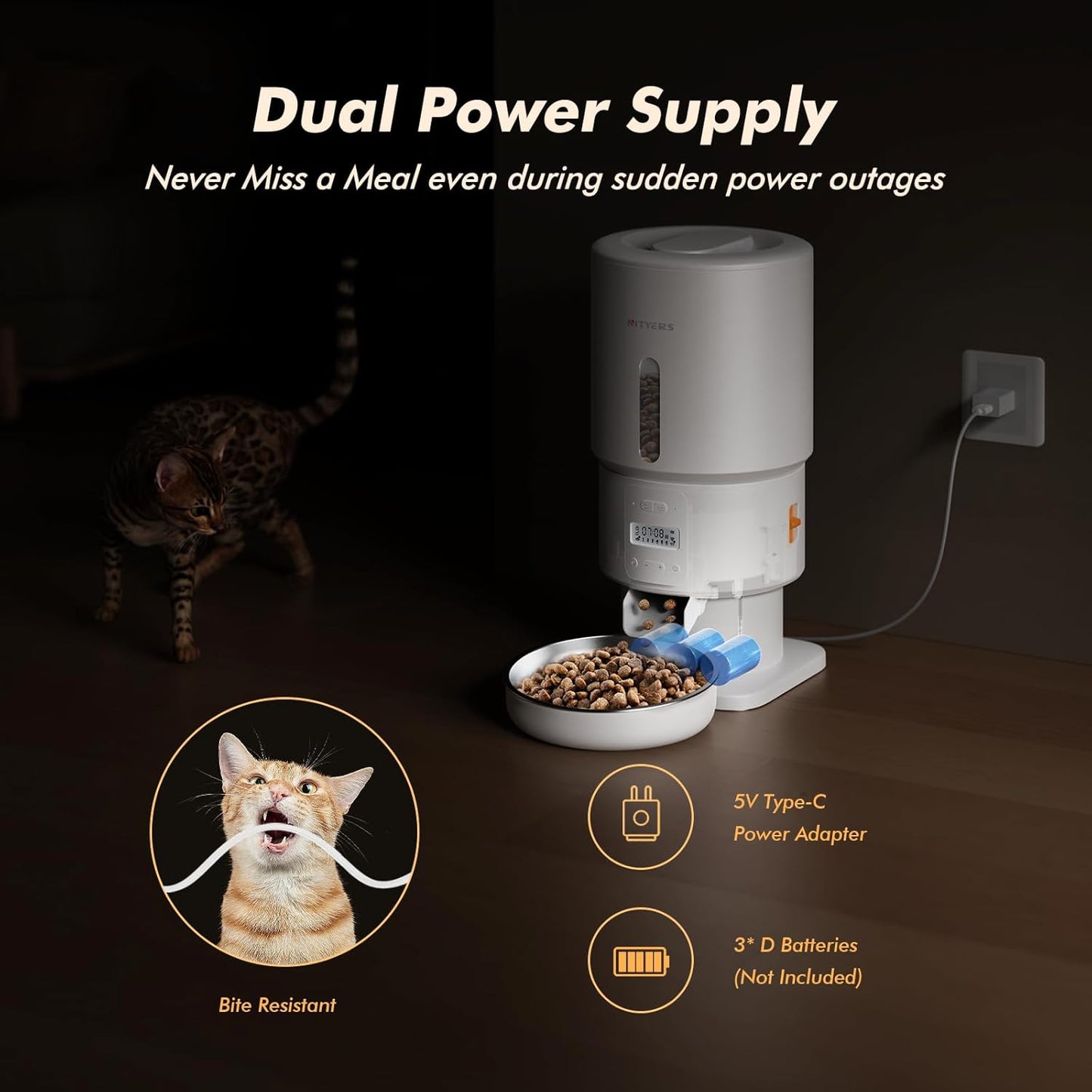 Automatic Cat Feeder - 5L Anti-Clog Cat Food Dispenser with Freshness Preservation, 1-6 Meals/Day, Programmable Portions, 10s Voice, 180-Day Battery Life, Auto Pet Feeder for Multi Cats & Dogs