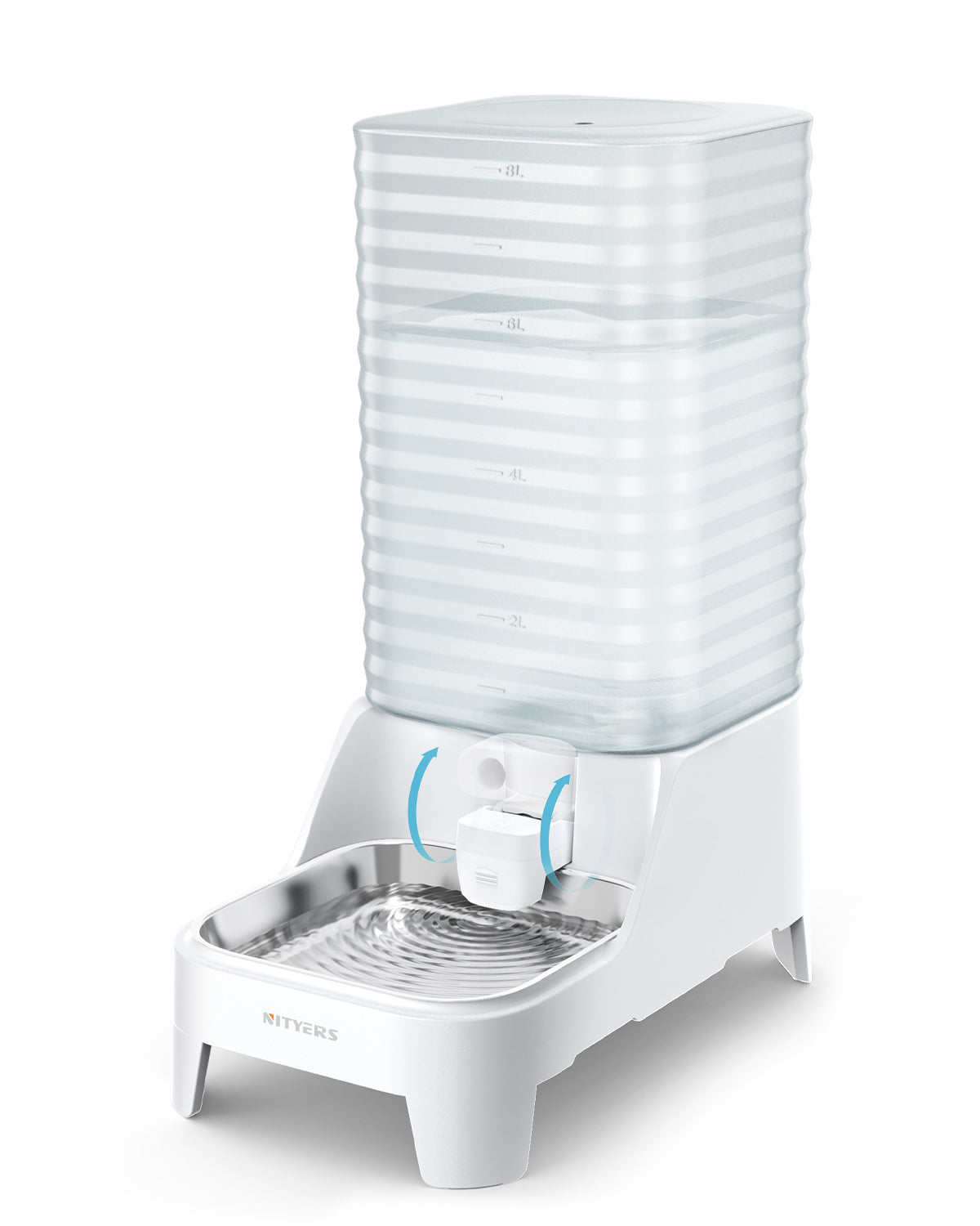 Automatic Dog Water Bowl Dispenser, 8L Gravity Cat Water Dispenser with Elevated Stainless Steel Bowl, Patented Design, BPA-Free, Easy to Clean Pet Waterer with Filter for Small & Medium Dogs and Cats