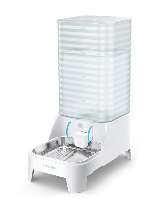 Automatic Dog Water Bowl Dispenser, 8L Gravity Cat Water Dispenser with Elevated Stainless Steel Bowl, Patented Design, BPA-Free, Easy to Clean Pet Waterer with Filter for Small & Medium Dogs and Cats