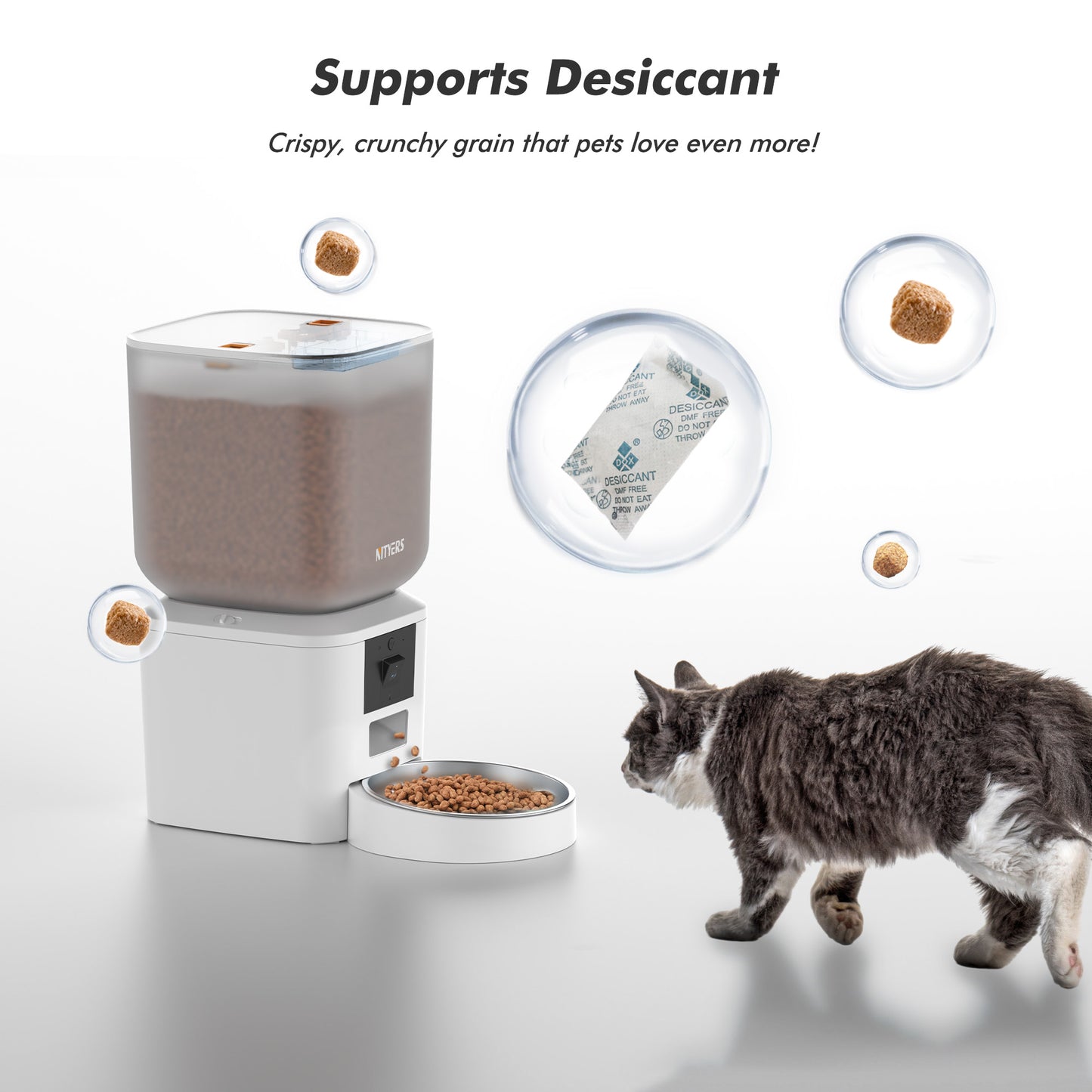 Automatic Dog Feeder with Camera Rotation - 8L/34 Cups Auto Cat Feeder, 1080P Video with Night Vision, 5G WiFi Pet Feeder with App, Voice Record, 2-Way Talk, Cat Food Dispenser with Blockage Reminder