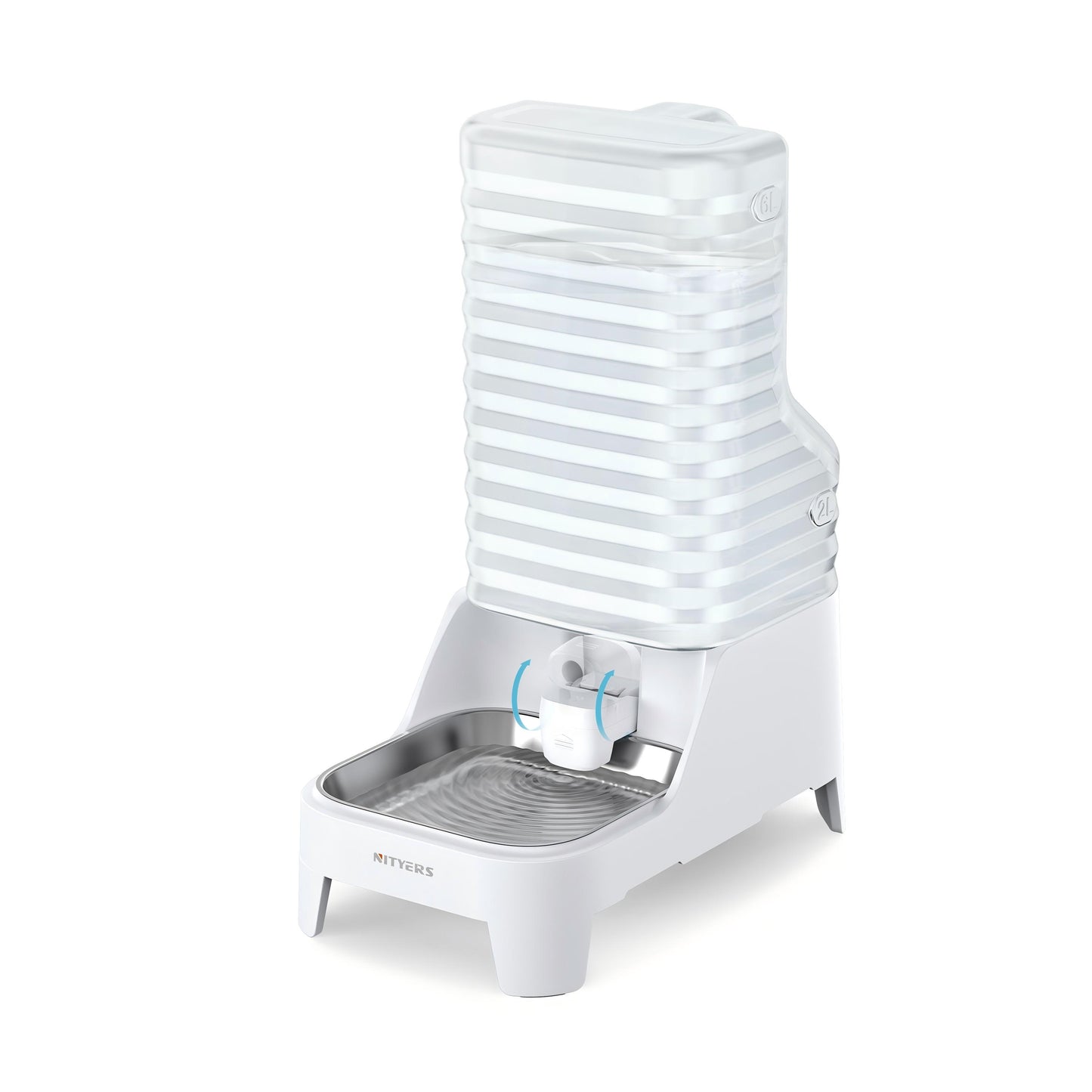 Automatic Dog Water Bowl Dispenser with Patented Faucet - 6L Large Gravity Cat Water Dispenser with Handle, Filter & Adjustable Base, Wide Mouth for Easy Clean, BPA-Free, Stainless Steel Pet Waterer