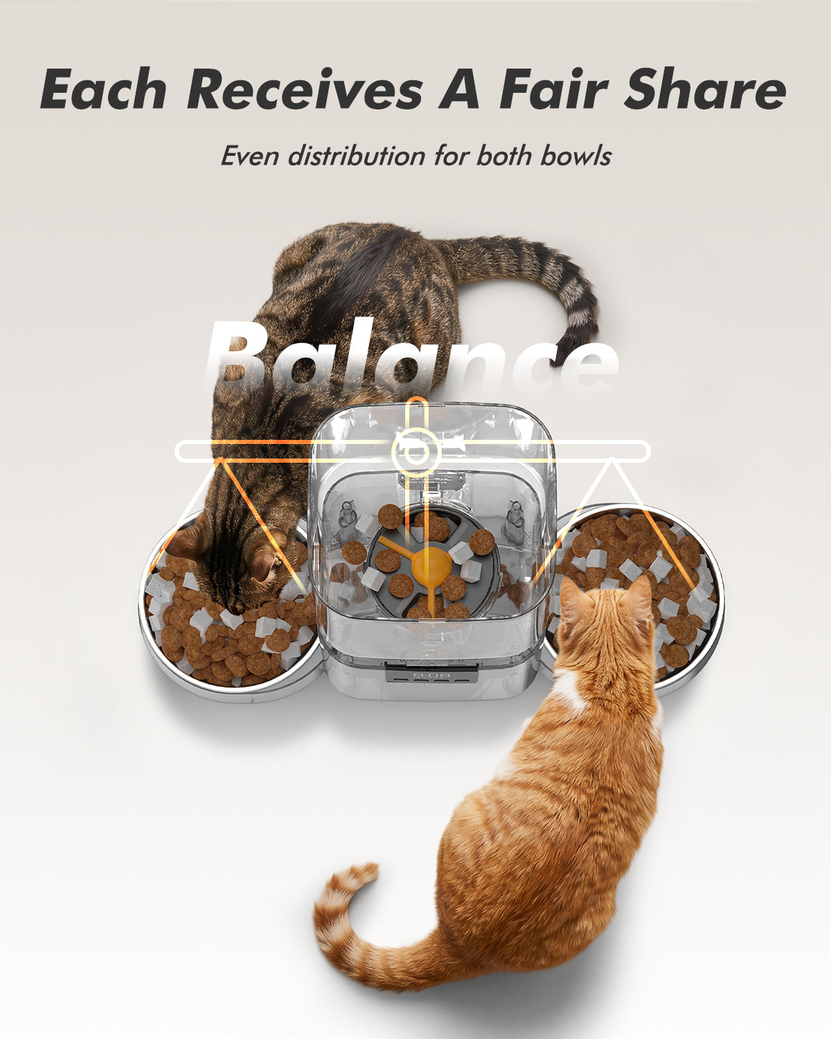 Automatic Cat Feeder for 2 Cats - 8L/34 Cups Dual Automatic Dog Feeder with Dog Food Dispenser for 2-18mm Dry Food, Timed Cat Food Dispenser, Up to 50 Portions 6 Meals Per Day, 10s Voice, Keep Fresh