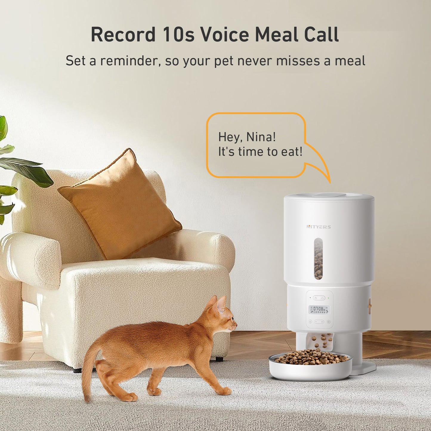Automatic Cat Feeder - 5L Timed Cat Food Dispenser, Keep Dry Food Fresh, Stainless Steel Food Bowl, 1-6 Meals per Day, 1-16 Portions, 10s Voice, Auto Pet Feeder for Cats and Small Dogs