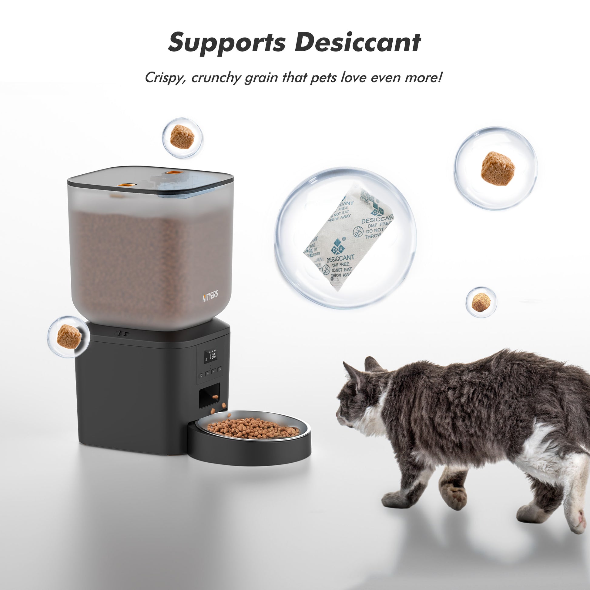 Automatic Dog Feeder 8L/34 Cups Large Capacity Automatic Cat Food Dispenser with LCD Screen, Large Food Tray, Battery Operated, Timed Cat Feeder, Up