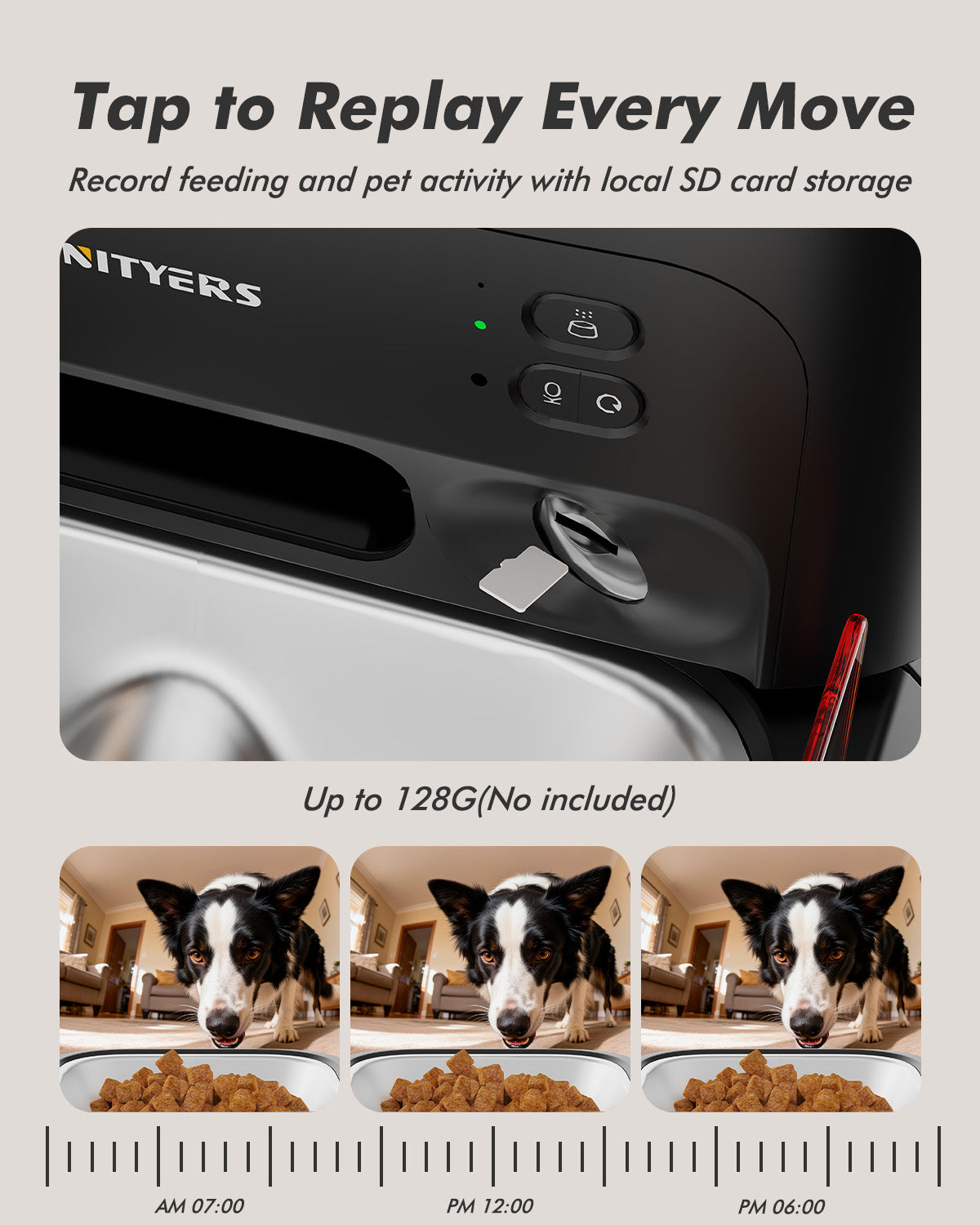Automatic Dog Feeder for Large Breed with Camera - 15L/ 64 Cups Anti-Clog 5G WiFi Dog Food Dispenser for 2-23mm Kibble, Elevated Stand, Large Food Tray, 1080P HD Video with Night Vision, Keeps Fresh
