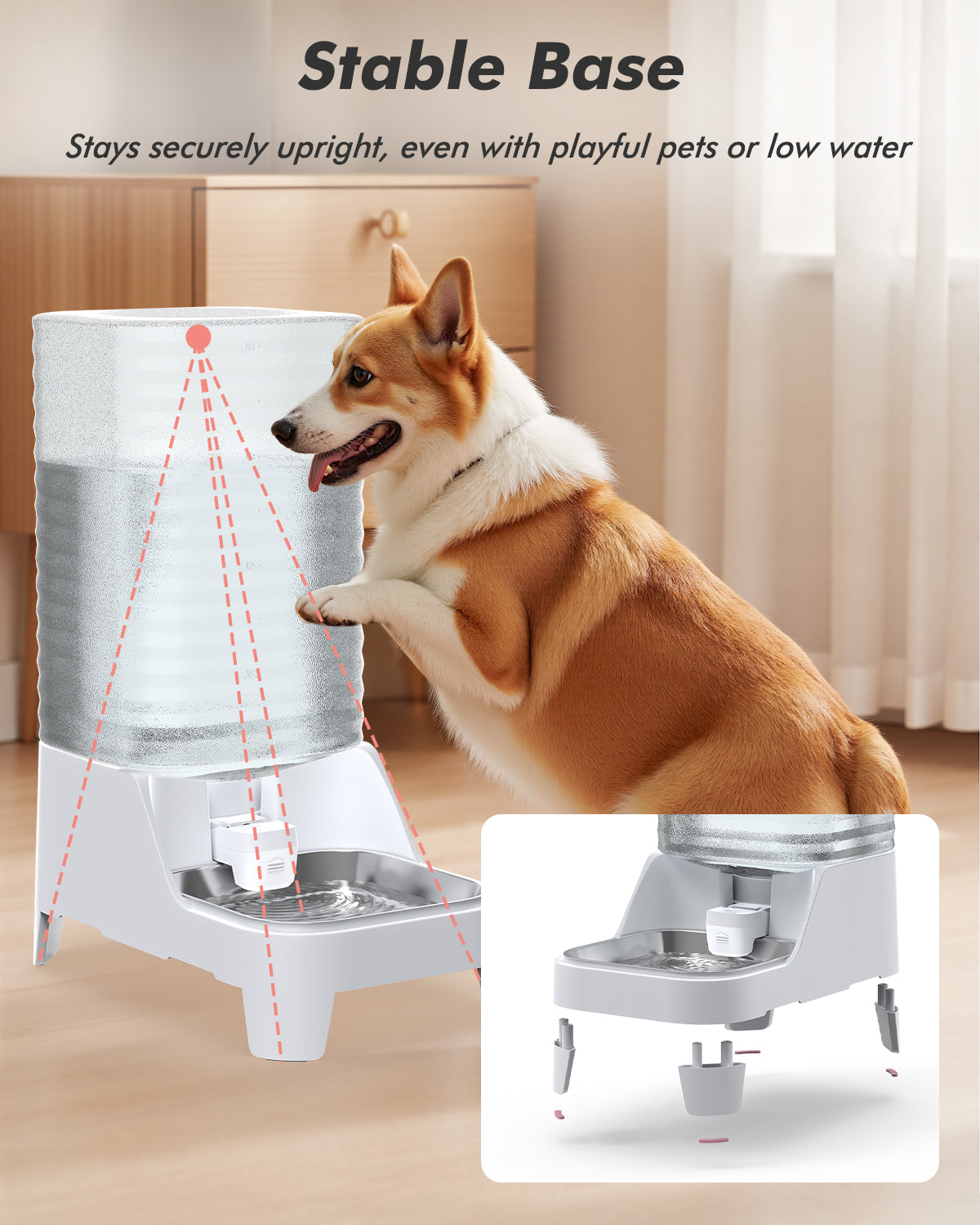 Automatic Dog Water Bowl Dispenser, 8L Gravity Cat Water Dispenser with Elevated Stainless Steel Bowl, Patented Design, BPA-Free, Easy to Clean Pet Waterer with Filter for Small & Medium Dogs and Cats