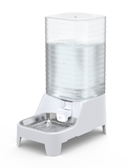 Automatic Dog Water Bowl Dispenser, 8L Gravity Cat Water Dispenser with Elevated Stainless Steel Bowl, Patented Design, BPA-Free, Easy to Clean Pet Waterer with Filter for Small & Medium Dogs and Cats