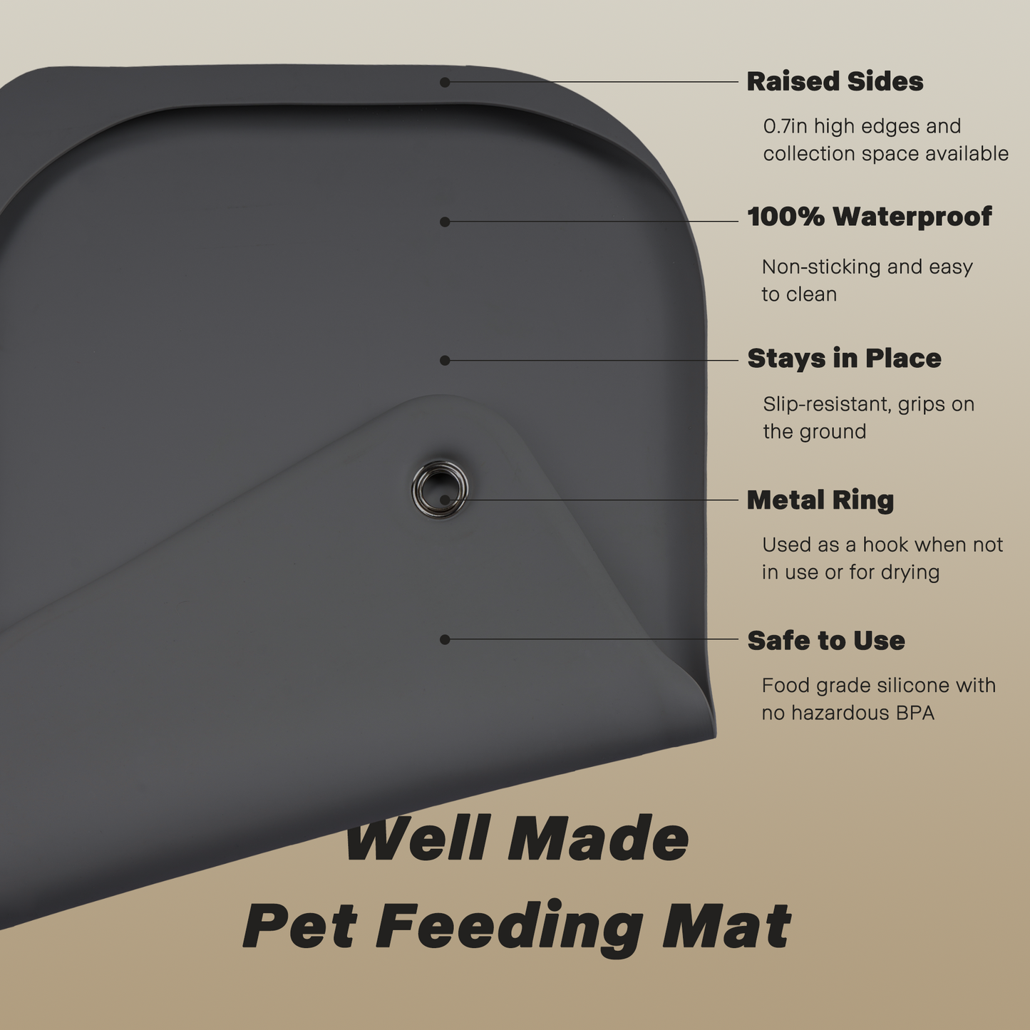 Dog & Cat Mat for Food and Water - Nityers Dog Food Mat for Floors Waterproof with Pocket, High Raised Edges, Thicker BPA Free Silicone, Pet Feeding mat for Bowl, Automatic pet Feeder, Water Fountain