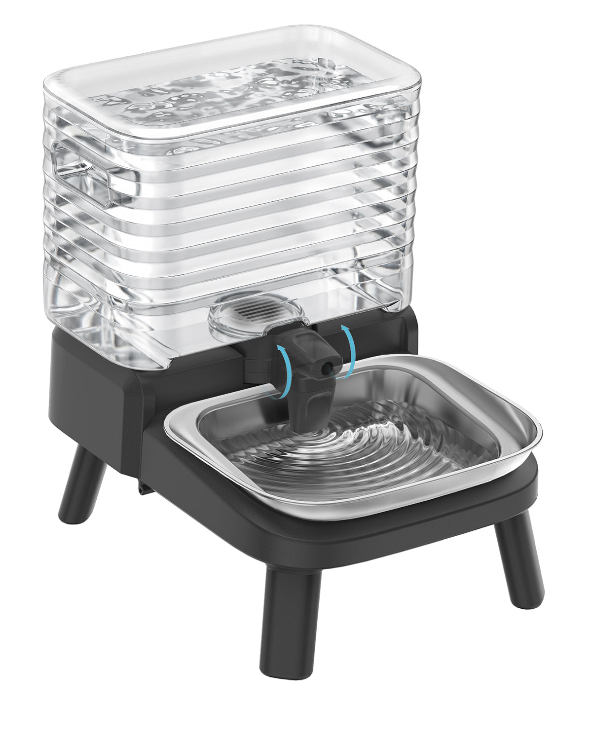 Water Bowl Dispenser for Medium & Small Dogs with Patent Faucet, 3.2 Gallon, Elevated Stainless Steel Bowl for Comfortable Drinking, Automatic Gravity Refilling, Wide Opening, Easy Clean, Anti-Splash