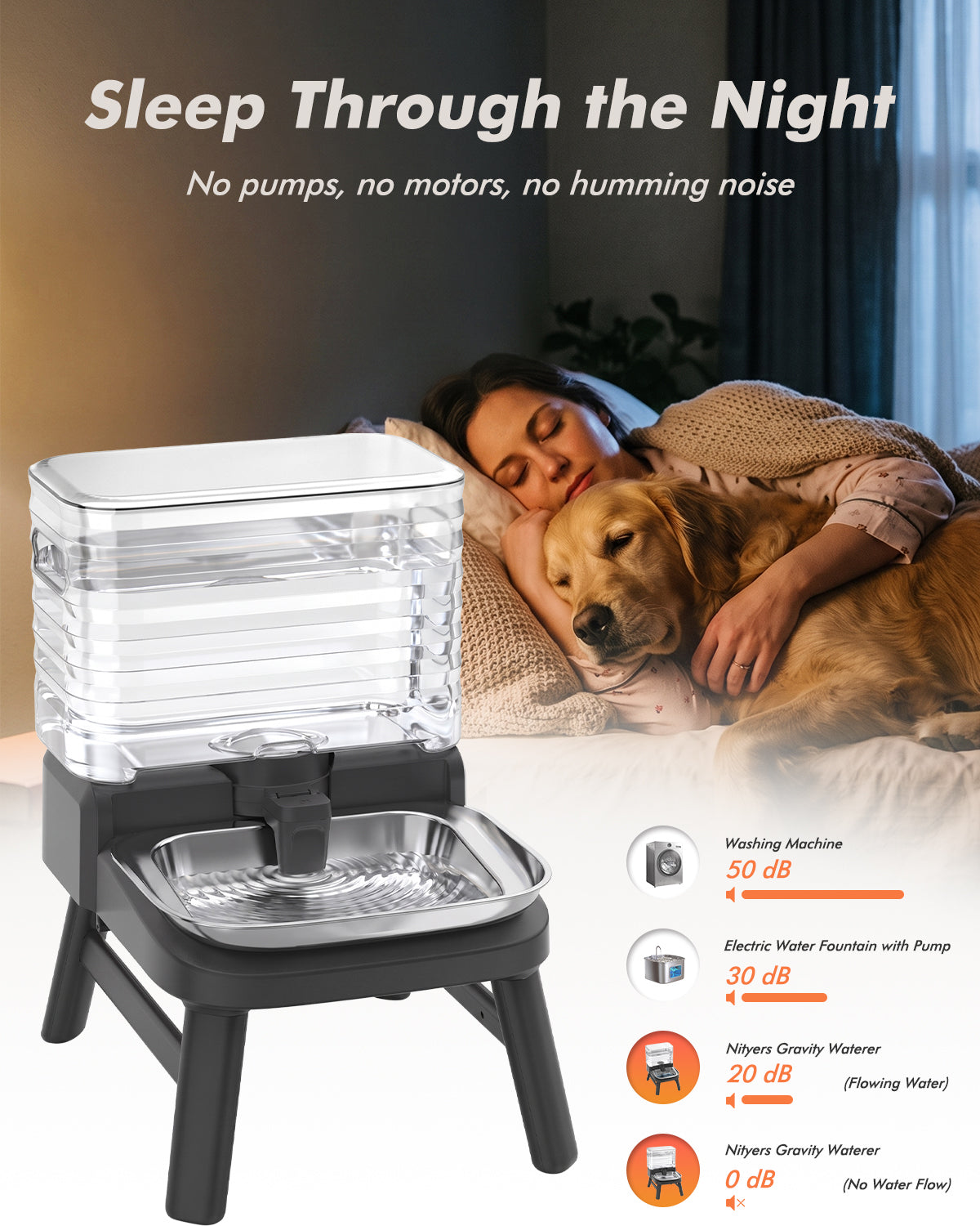 Dog Water Bowl Dispenser for Large Breed with Patent Faucet, 12L/3.2 Gallon, Elevated Stainless Steel Bowl for Comfortable Drinking, Automatic Gravity Refilling, Wide Opening, Easy Clean, Anti-Splash