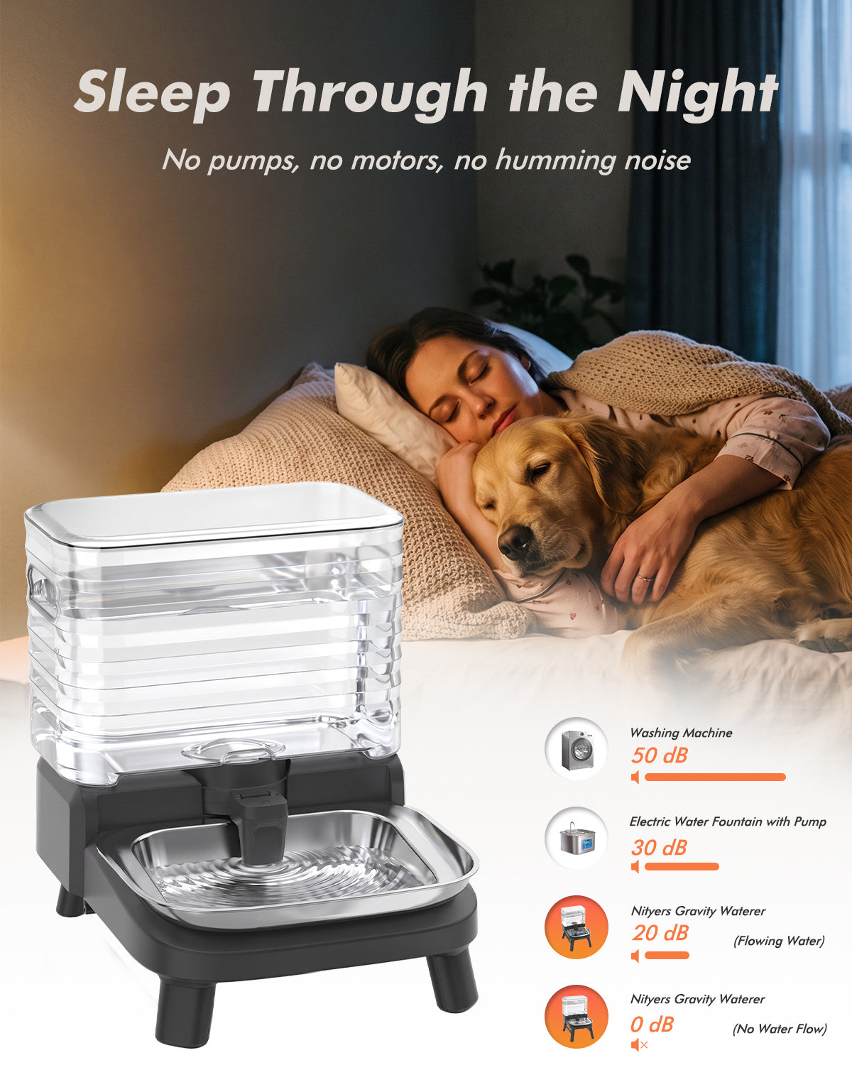 Water Bowl Dispenser for Medium & Small Dogs with Patent Faucet, 3.2 Gallon, Elevated Stainless Steel Bowl for Comfortable Drinking, Automatic Gravity Refilling, Wide Opening, Easy Clean, Anti-Splash