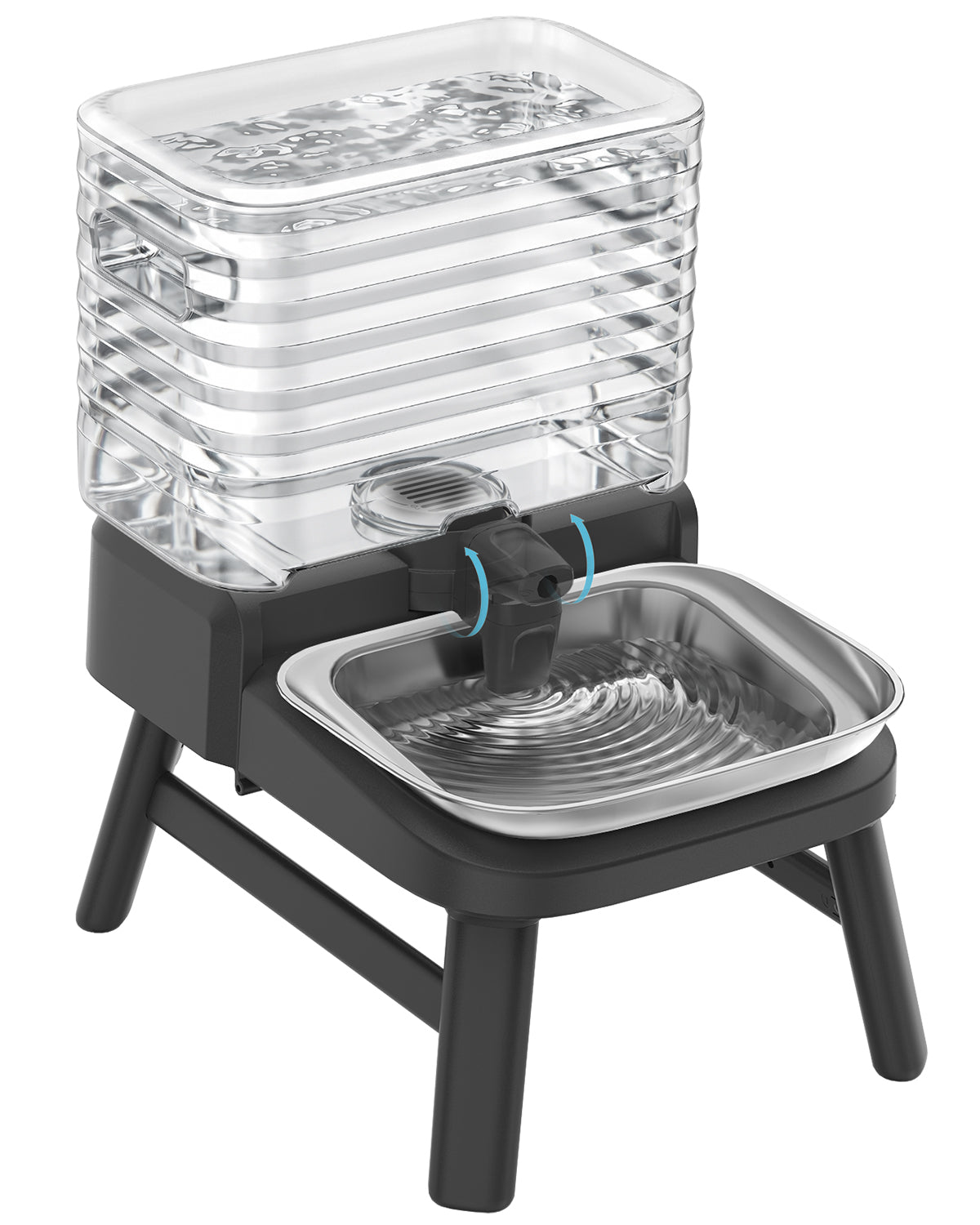 Dog Water Bowl Dispenser for Large Breed with Patent Faucet, 12L/3.2 Gallon, Elevated Stainless Steel Bowl for Comfortable Drinking, Automatic Gravity Refilling, Wide Opening, Easy Clean, Anti-Splash