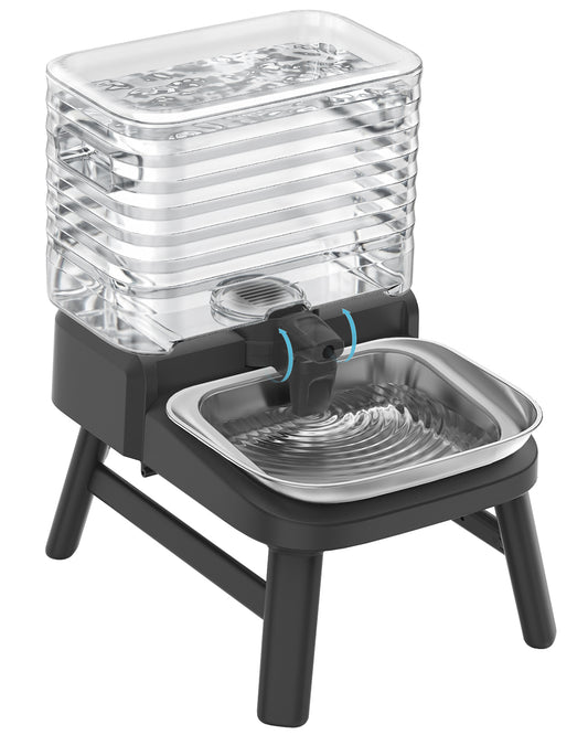 Dog Water Bowl Dispenser for Large Breed with Patent Faucet, 12L/3.2 Gallon, Elevated Stainless Steel Bowl for Comfortable Drinking, Automatic Gravity Refilling, Wide Opening, Easy Clean, Anti-Splash