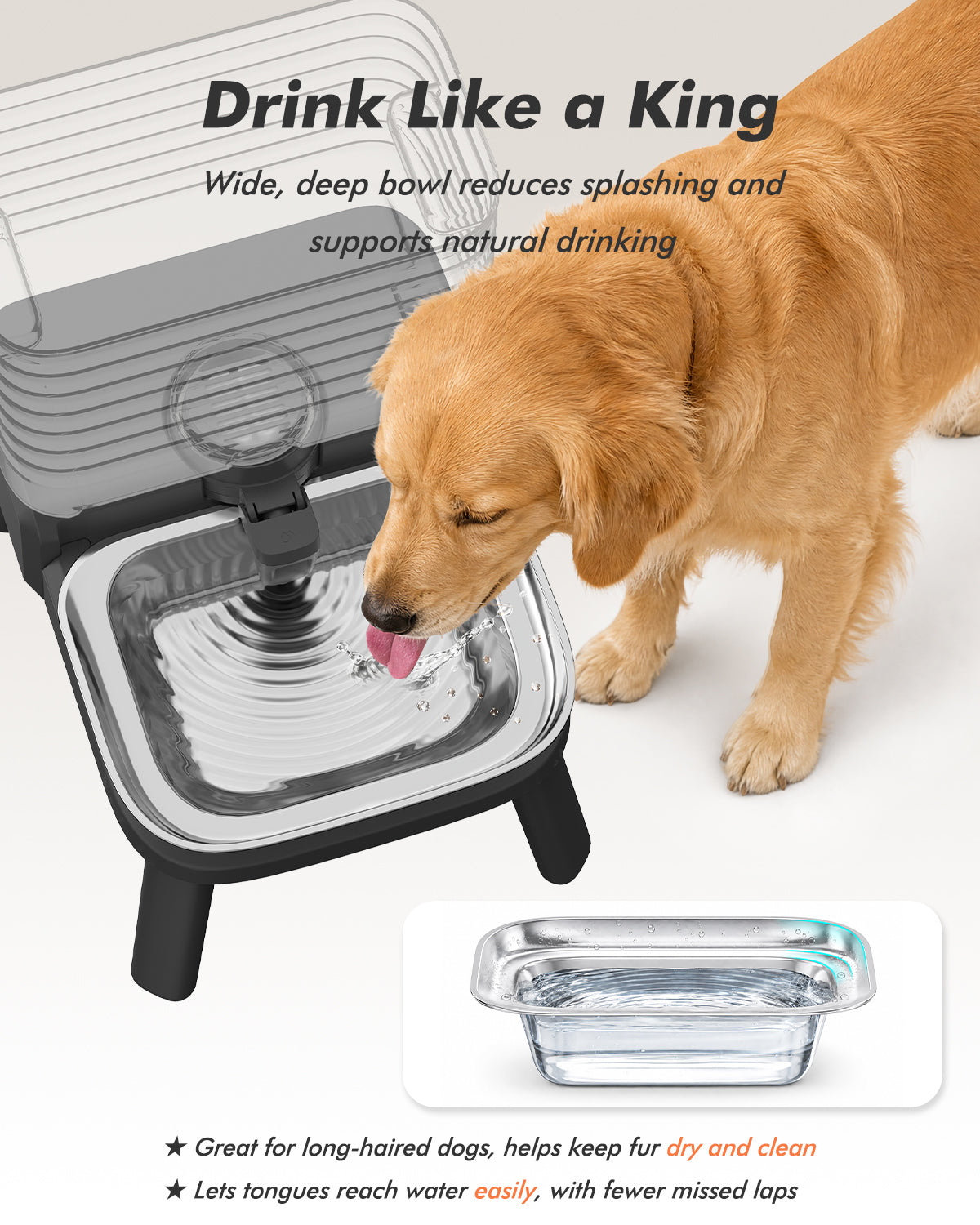 Dog Water Bowl Dispenser for Large Breed with Patent Faucet, 12L/3.2 Gallon, Elevated Stainless Steel Bowl for Comfortable Drinking, Automatic Gravity Refilling, Wide Opening, Easy Clean, Anti-Splash