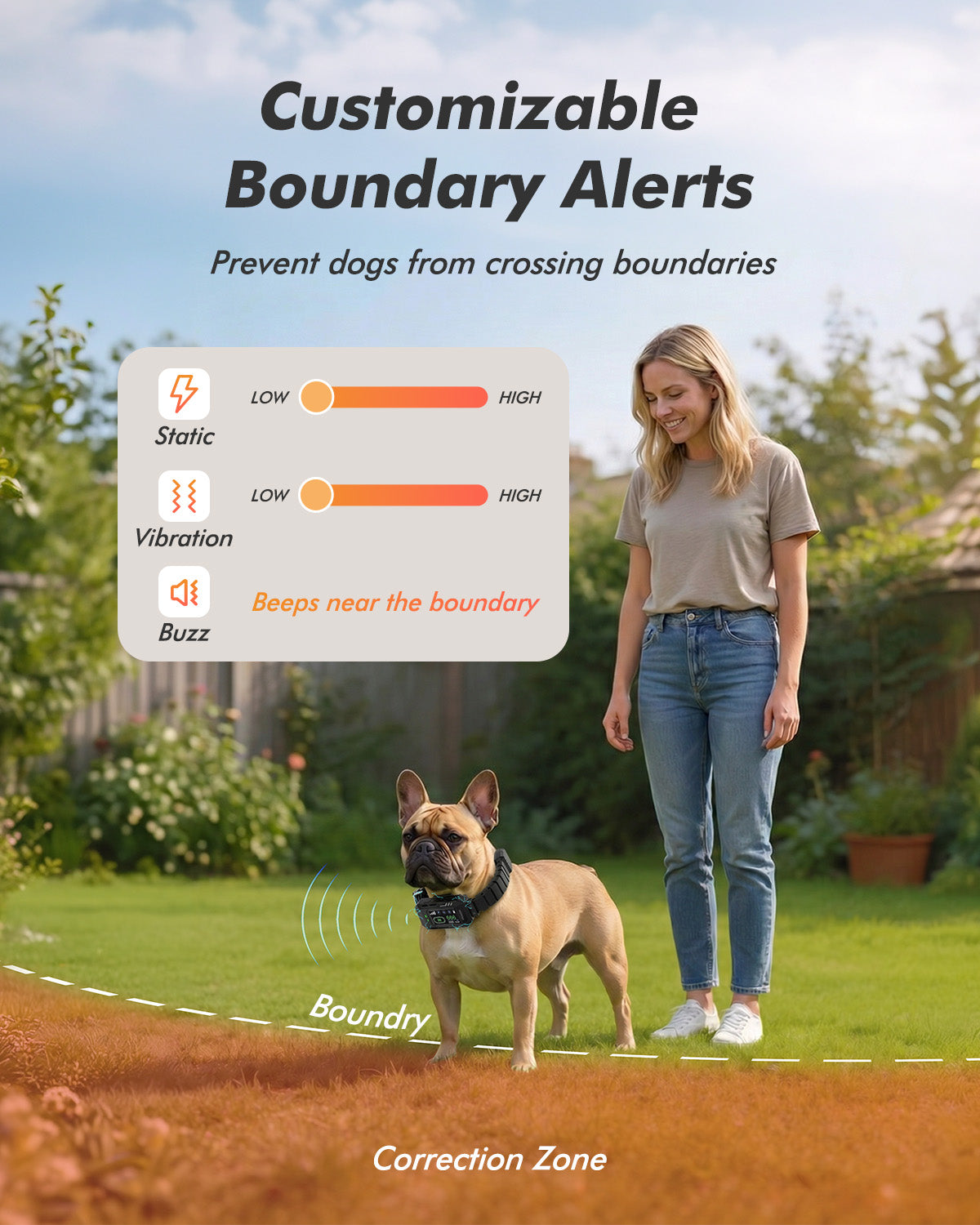 Wireless Dog Fence & GPS Dog Collar - Invisible Fence with Extenal Antenna, Shock Collar for Boundary Training, Stable Signal, Adjustable Range up to 9999ft, IPX7 Waterproof & Rechargeable, Keep Safe